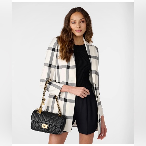 Karl Lagerfeld Paris Women's Windowpane Long Sleeve Soft Jacket - Picture 1 of 5